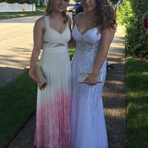 WHITE WITH CRYSTALS PROM DRESS